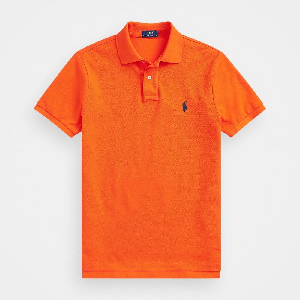 NWT Polo Ralph Lauren Men's Classic Fit Mesh Pony Logo Polo Shirt Orange M